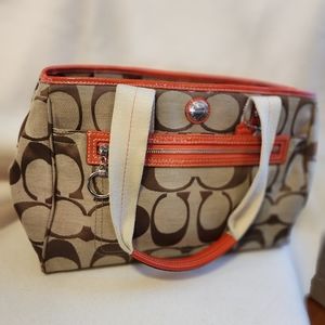 Rare, orange accent, authentic, large Coach Bag
